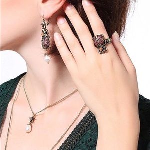 Art Deco style scarab beetle  dangling earrings